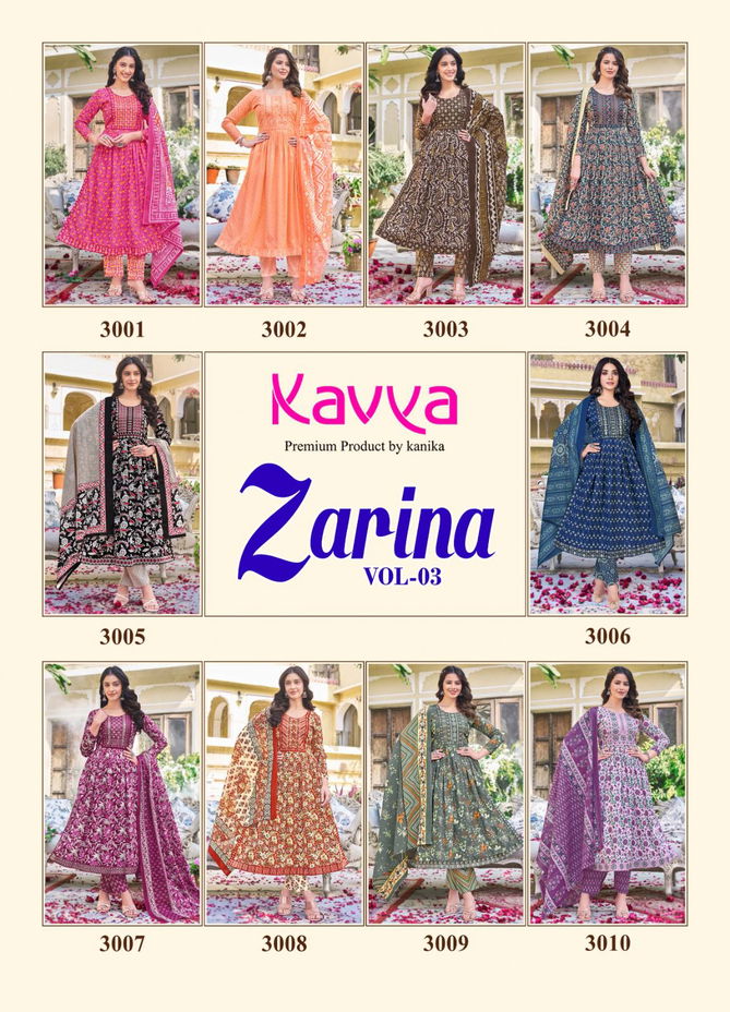 Zarina Vol 3 By Kavya Naira Cut Cotton Kurti With Bottom Dupatta Wholesale Market In Surat
